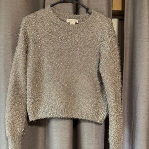 Rachel Zoe Shimmering Silver Crew Neck Sweater